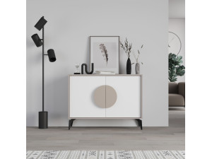Holzbuffet "Gora" - 110 x 36 x 82 cm - Leichtes Mokka 2