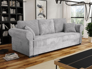 Cord-Sofa mit Schlaffunktion "Olimpia" - 3-Sitzer - Grau 2