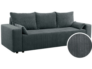Cord-Sofa "Livorno" mit Schlaffunktion - 3-Sitzer - Grau