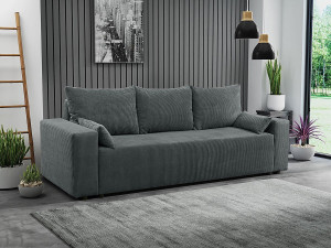 Cord-Sofa "Livorno" mit Schlaffunktion - 3-Sitzer - Grau 2