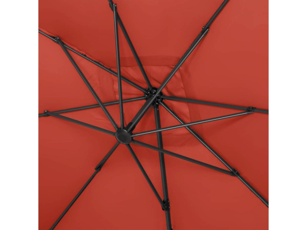 Ampelschirm aus Alu "Sun 4" - Rechteckig - 3 x 4 m - Rot - Platten zur Beschwerung inbegriffen