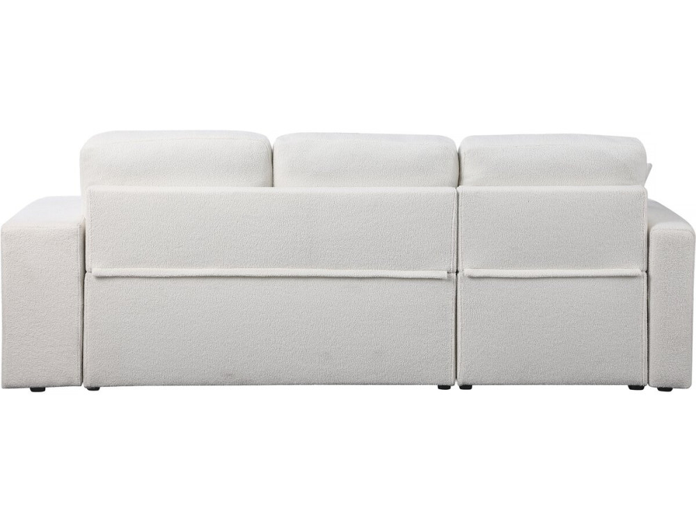 Ecksofa aus Bouclé-Stoff mit Schlaffunktion "Axel" - 3-Sitzer - Weiß