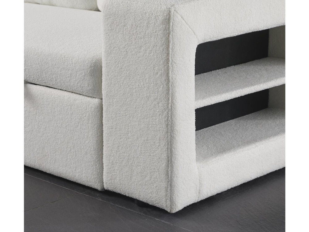 Ecksofa aus Bouclé-Stoff mit Schlaffunktion "Axel" - 3-Sitzer - Weiß