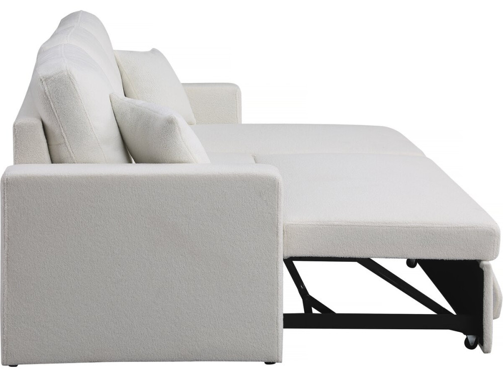 Ecksofa reversibel mit Schlaffunktion und Stauraum „Alain“ - 3-Sitzer - Bouclé-Stoff -  Weiß