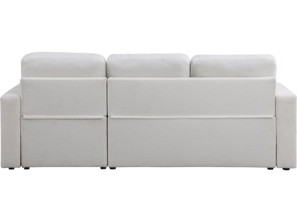 Ecksofa reversibel mit Schlaffunktion und Stauraum „Alain“ - 3-Sitzer - Bouclé-Stoff -  Weiß