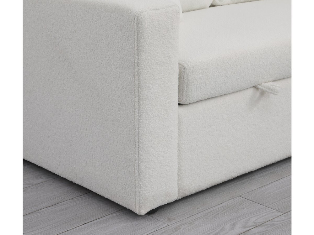 Ecksofa reversibel mit Schlaffunktion und Stauraum „Alain“ - 3-Sitzer - Bouclé-Stoff -  Weiß