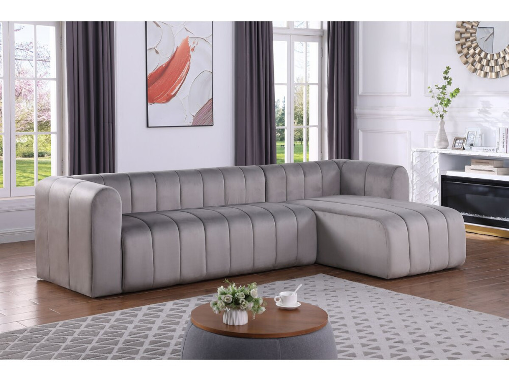 Ecksofa aus Samt "Victor Hugo" - 3-Sitzer - Grau