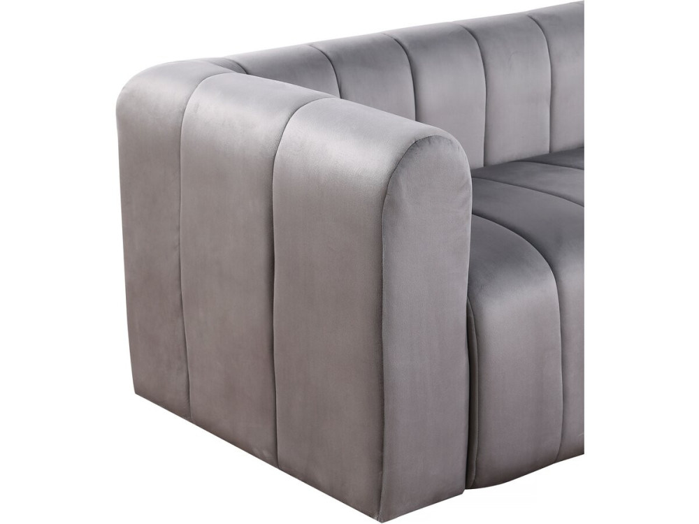Ecksofa aus Samt "Victor Hugo" - 3-Sitzer - Grau
