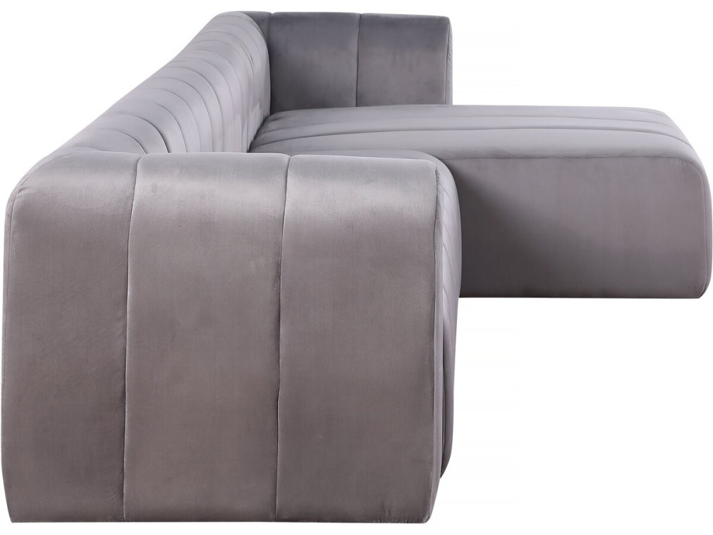 Ecksofa aus Samt "Victor Hugo" - 3-Sitzer - Grau