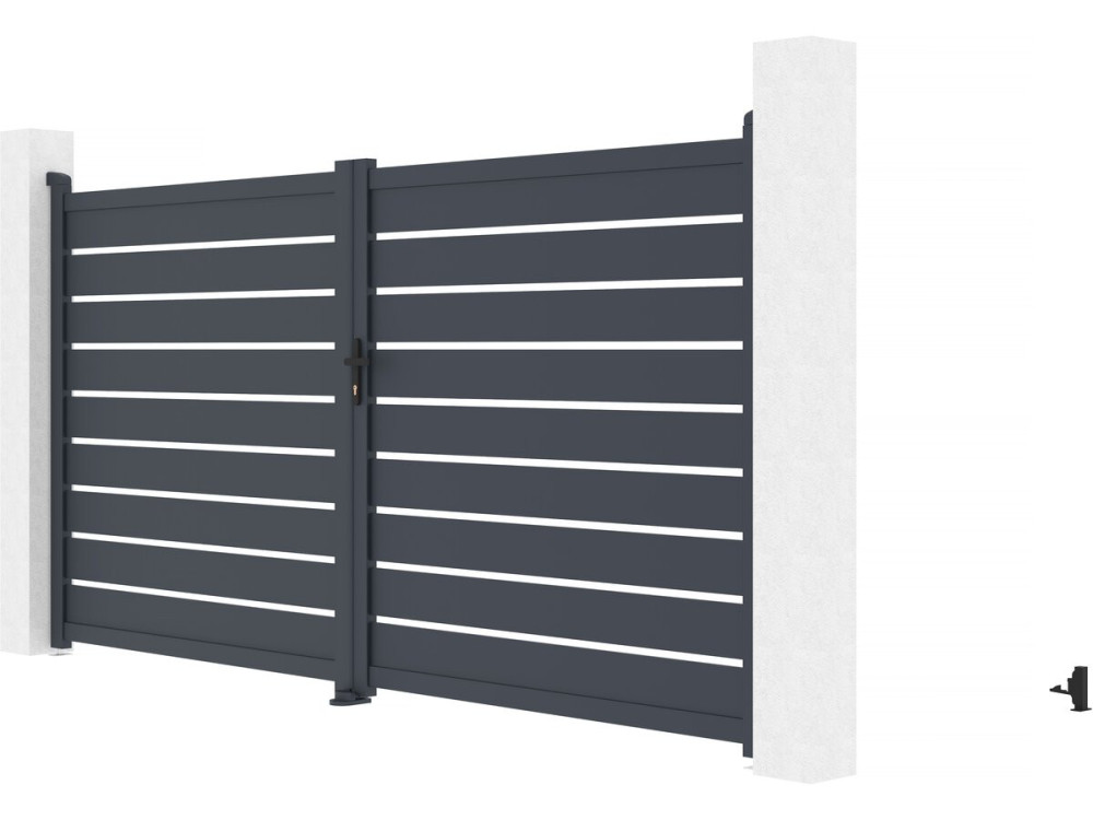 Aluminium-Doppeltür-Portal "Bastien" - 350 x 176 cm - Anthrazit