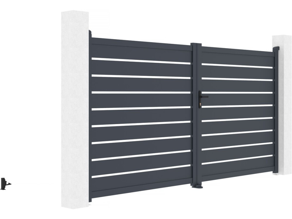 Aluminium-Doppeltür-Portal "Bastien" - 350 x 176 cm - Anthrazit