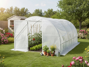 Plane für Garten-Tunnelgewächshaus „Mimosa“ – 12 M² - 180 g – Weiß 2