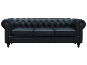 Chesterfield-Sofa "Aliza" - 208 x 82 x 70 cm - 3-Sitzer - Schwarz 2
