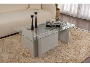 Couchtisch aus Glas "Vetrino" 105 x 65 x 40 cm - Grau 2