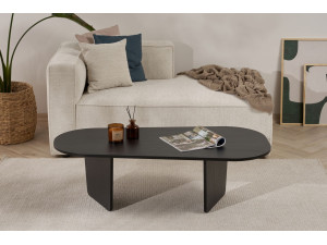 Couchtisch „Ovalis“ aus Holz – 130 x 65 x 40 cm – Schwarzes Holz 2