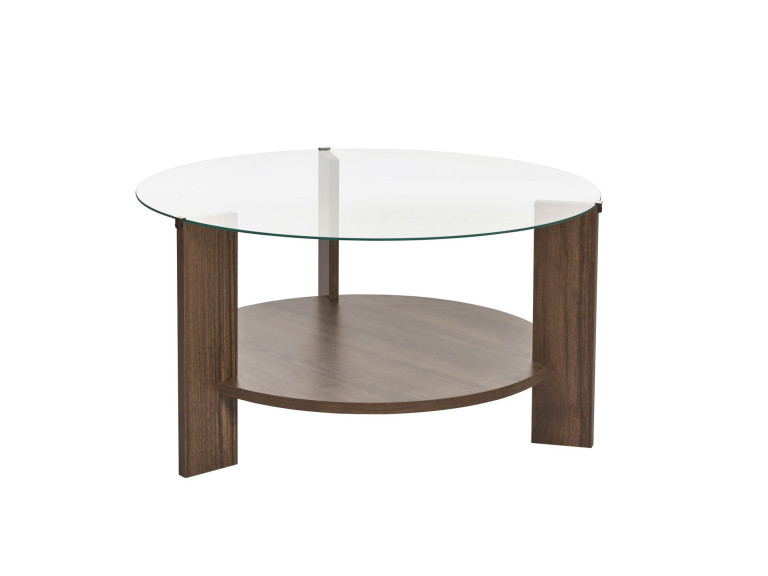 Couchtisch „Clara“ aus Holz – 75 x 75 x 40 cm – Transparentes Walnussholz