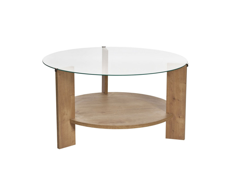 Couchtisch „Clara“ aus Holz – 75 x 75 x 40 cm – Transparente Saphir-Eiche