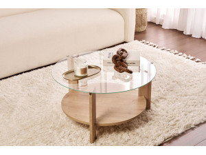 Couchtisch „Clara“ aus Holz – 75 x 75 x 40 cm – Transparente Saphir-Eiche 2