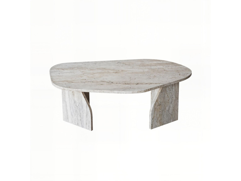 Couchtisch aus Holz "Rock" 100 x 60 x 35 cm - Travertin