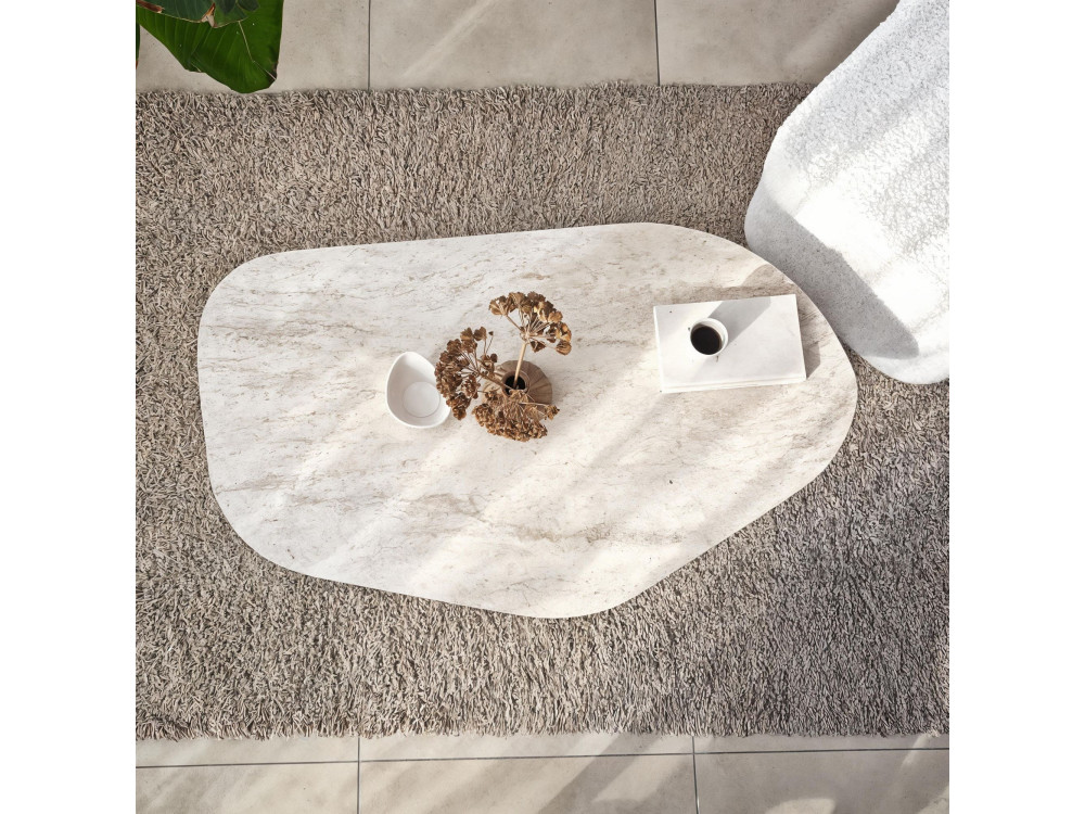 Couchtisch aus Holz "Rock" 100 x 60 x 35 cm - Travertin