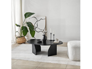 Couchtisch aus Holz "Rock" 100 x 60 x 35 cm - Schwarz 2