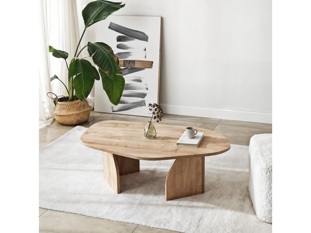 Holz Couchtisch "Rock" 100 x 60 x 35 cm - Saphir Eiche