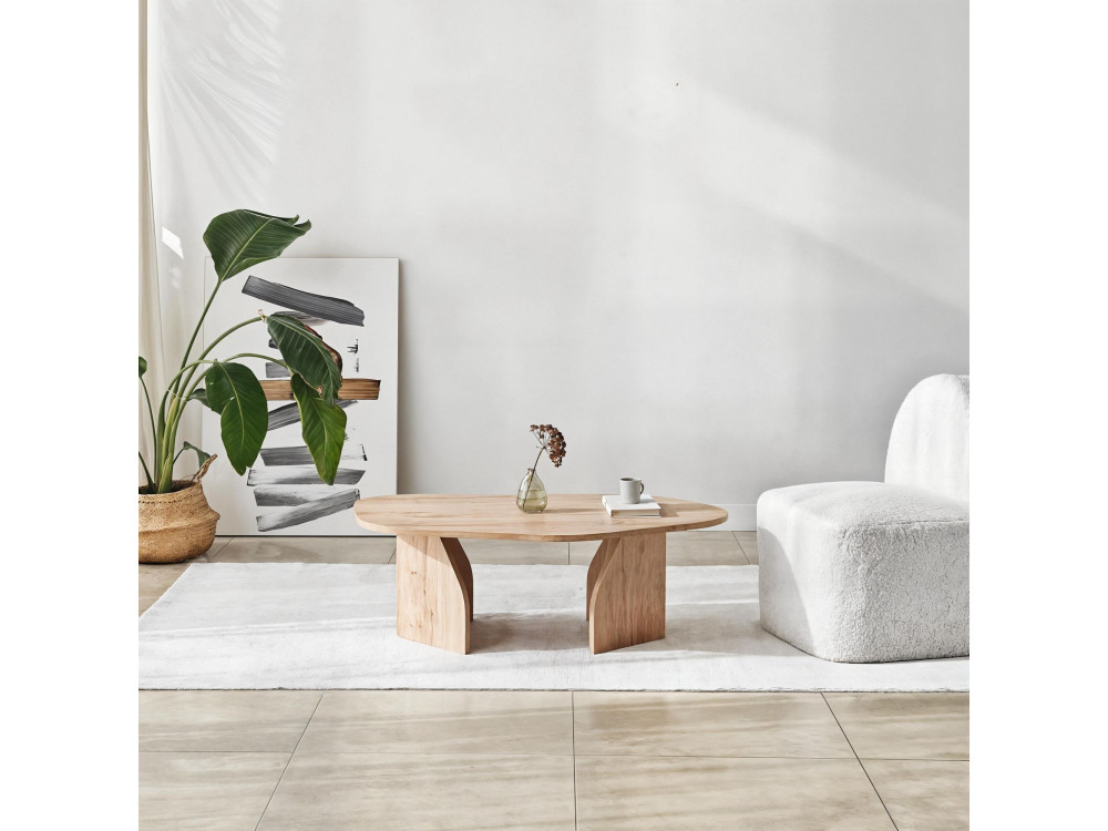 Holz Couchtisch "Rock" 100 x 60 x 35 cm - Saphir Eiche