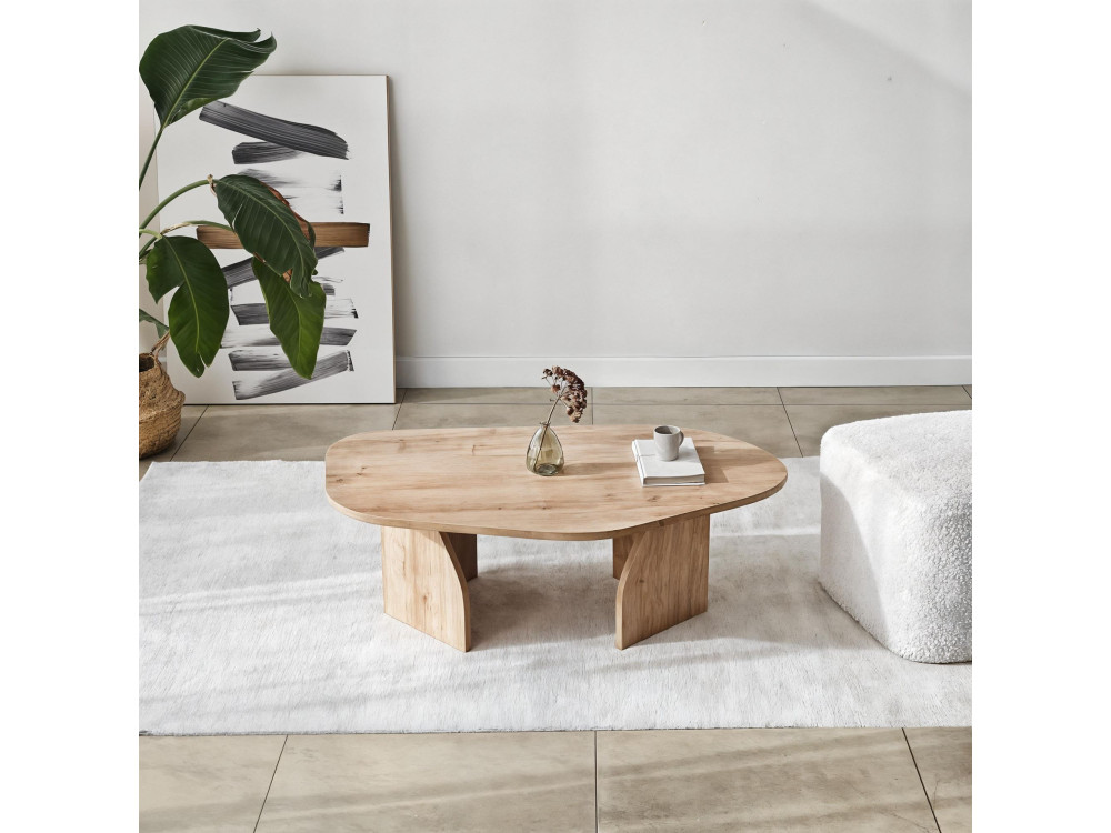 Holz Couchtisch "Rock" 100 x 60 x 35 cm - Saphir Eiche