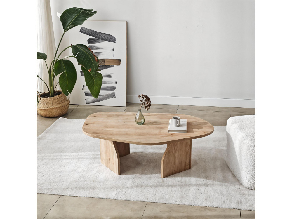 Holz Couchtisch "Rock" 100 x 60 x 35 cm - Saphir Eiche