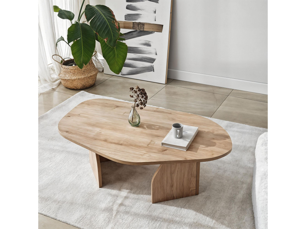 Holz Couchtisch "Rock" 100 x 60 x 35 cm - Saphir Eiche