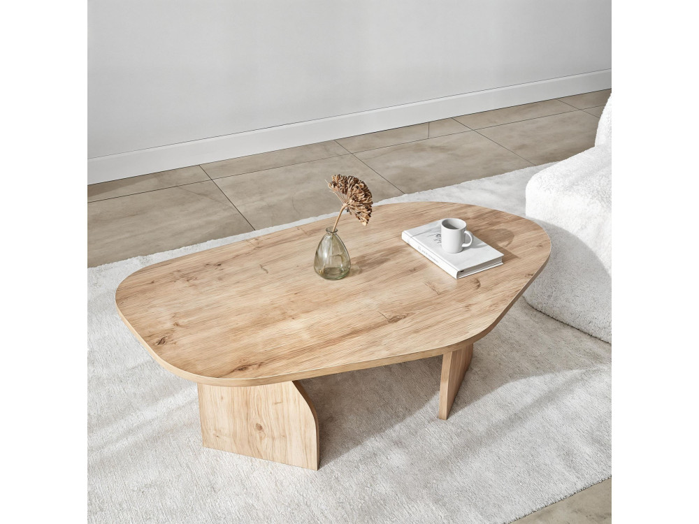Holz Couchtisch "Rock" 100 x 60 x 35 cm - Saphir Eiche