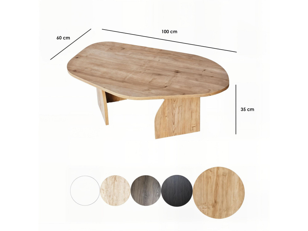 Holz Couchtisch "Rock" 100 x 60 x 35 cm - Saphir Eiche