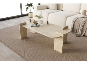 Couchtisch aus Holz "Lovge" 120 x 60 x 35 cm - Travertin 2