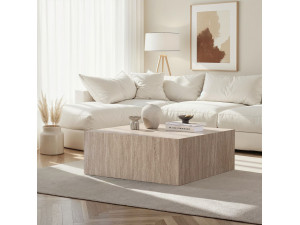 Niedriger Tisch aus MDF "Prizma" - 90 x 90 x 35 cm - Travertin 2