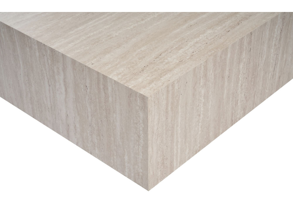 Niedriger Tisch aus MDF "Prizma" - 90 x 90 x 35 cm - Travertin