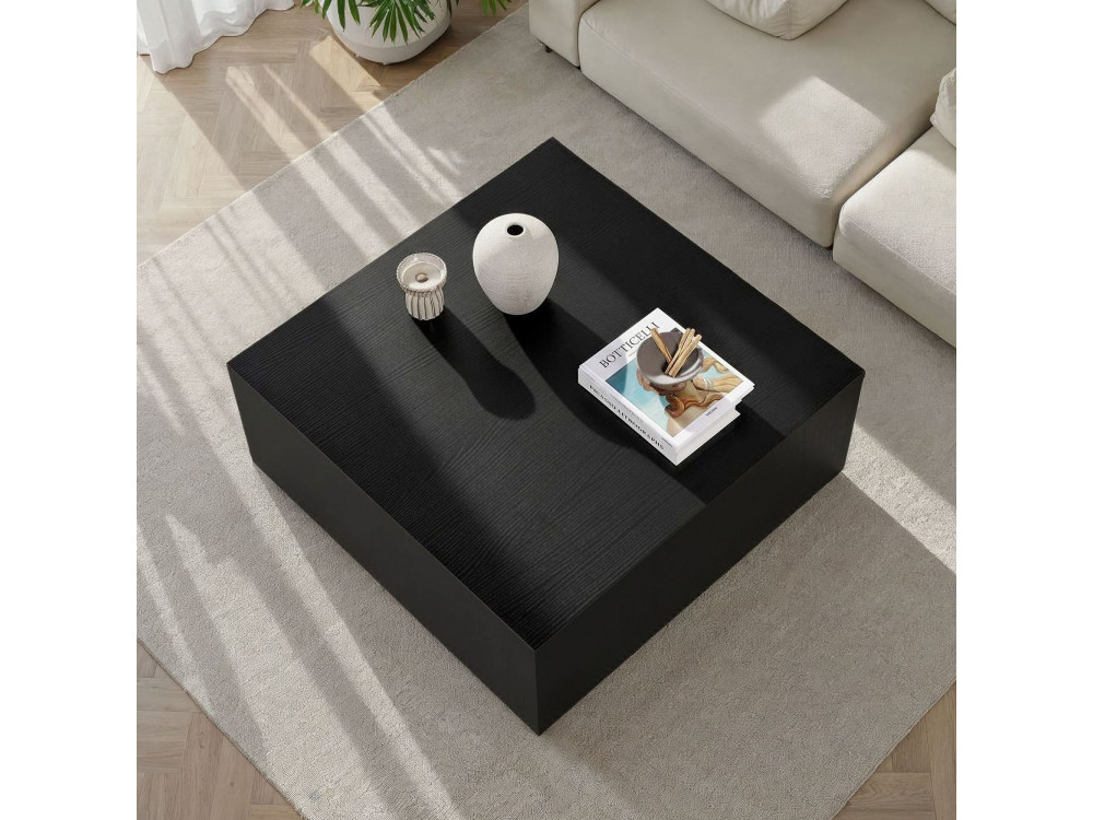 MDF Couchtisch "Prizma" - 90 x 90 x 35 cm - Schwarzes Holz
