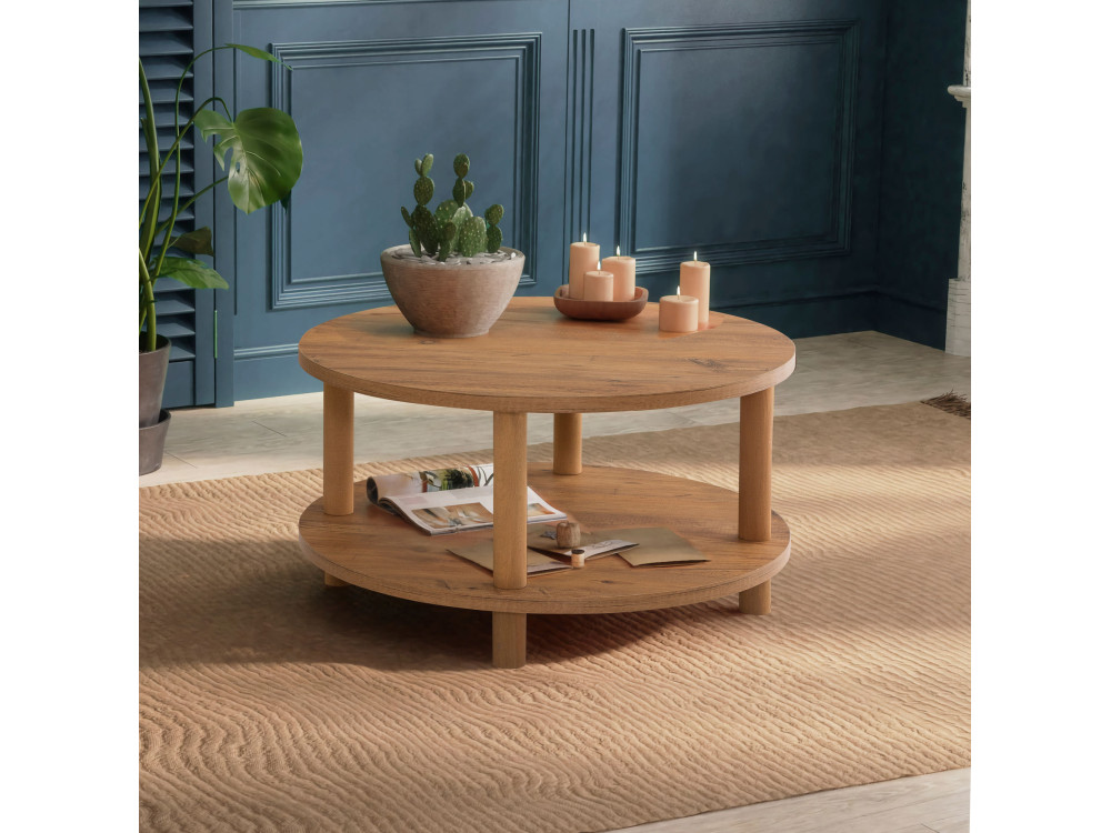 Runder Couchtisch aus Holz "Roby" - 70 x 70 x 43 cm - Braun