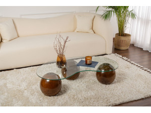 Couchtisch aus Glas "Sphere" - 120 x 70 x 30 cm - Braun 2