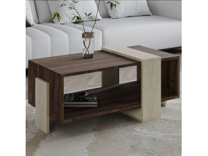 Couchtisch aus Holz "Meleni" - 90 x 49 x 40 cm - Travertin 2