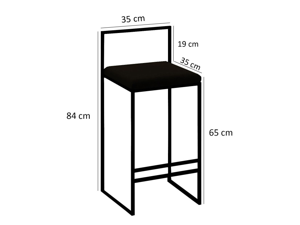 Metall-Barhocker "Nordic" 35 x 35 x 84 cm - Creme