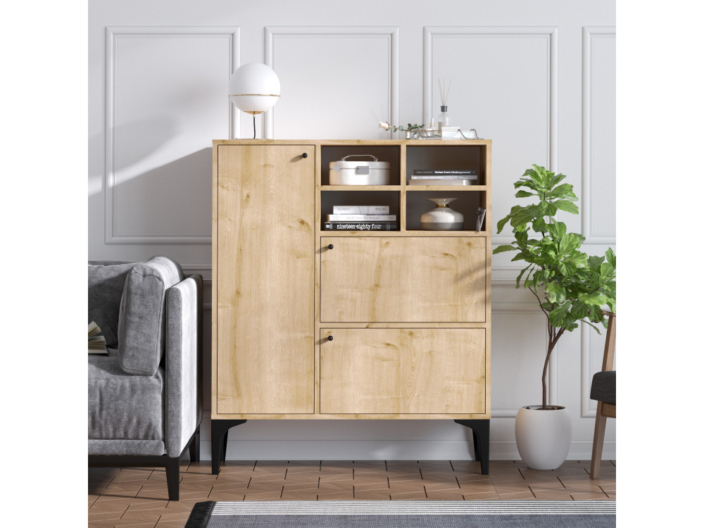 Holzanrichte "Ewa" - 100 x 35 x 125 cm - Eiche Saphir
