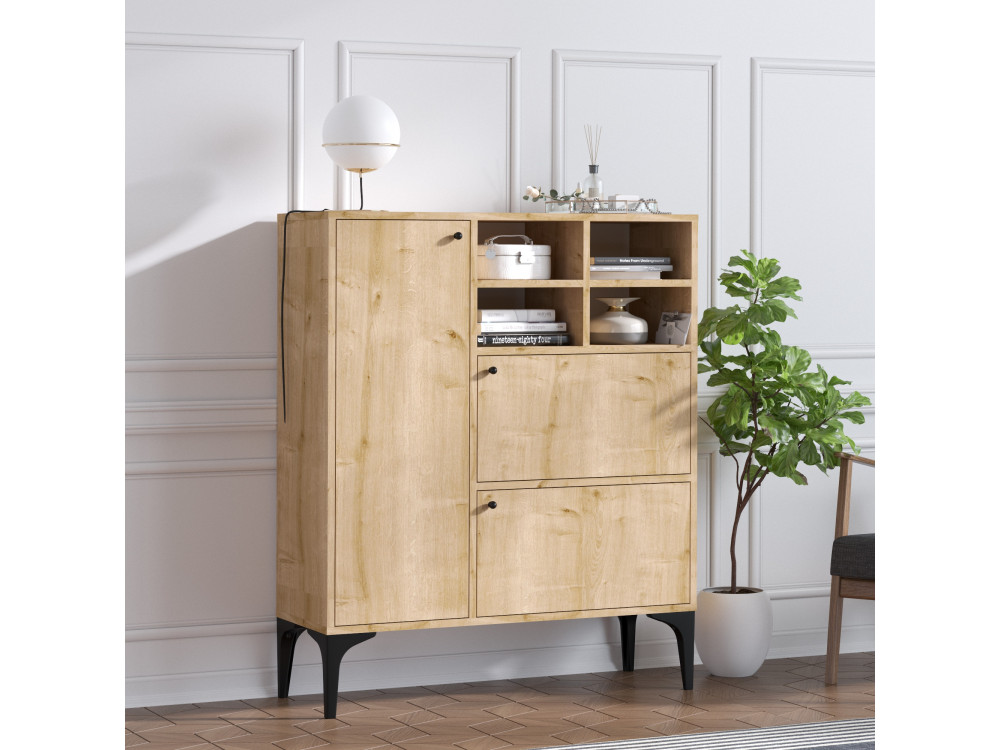 Holzanrichte "Ewa" - 100 x 35 x 125 cm - Eiche Saphir