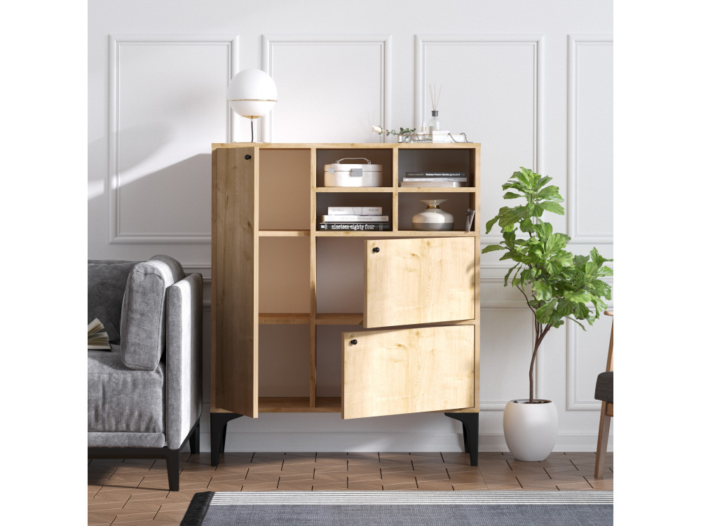 Holzanrichte "Ewa" - 100 x 35 x 125 cm - Eiche Saphir