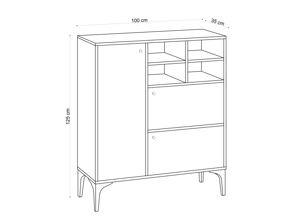 Holzanrichte "Ewa" - 100 x 35 x 125 cm - Eiche Saphir