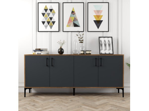Holzanrichte "Kiev" - 180 x 35 x 78 cm - Anthrazitgrau 2