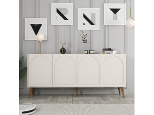 Holzanrichte "Lyon" - 180 x 35 x 81 cm - Creme, Nussbaum 2