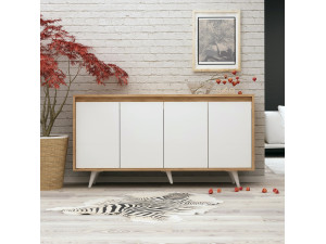 Anrichte aus Holz "Shans" - 140 x 40 x 86 cm - Weiß 2