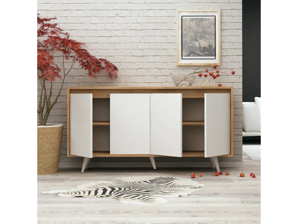 Anrichte aus Holz "Shans" - 140 x 40 x 86 cm - Weiß