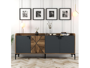 Holzanrichte "Venedik" - 180 x 35 x 78 cm - Anthrazitgrau 2