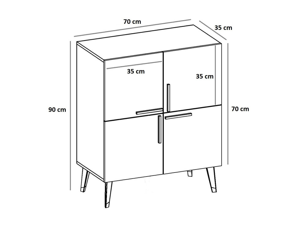 Holzanrichte "Makro" - 70 x 35 x 90 cm - Anthrazitgrau